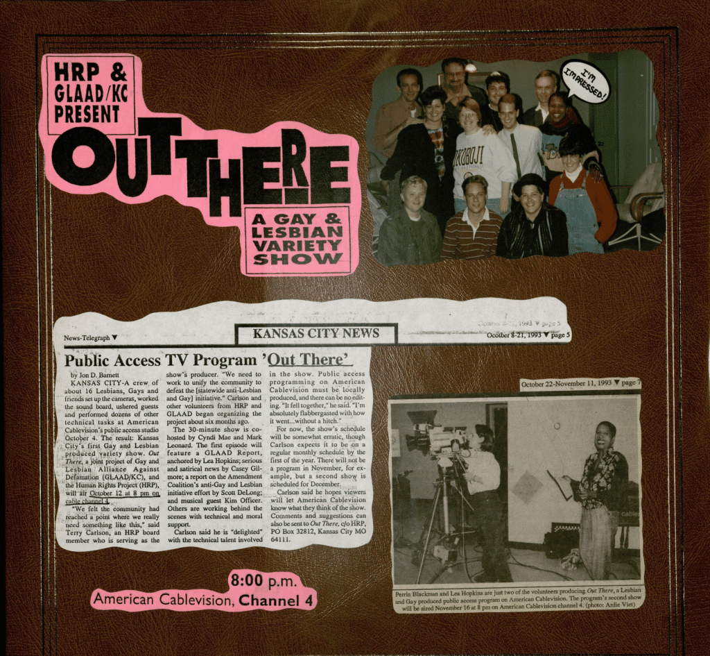 Lea Hopkins' Scrapbook Cover on Kansas City's Gay & Lesbian Variety Show, 'Out There'